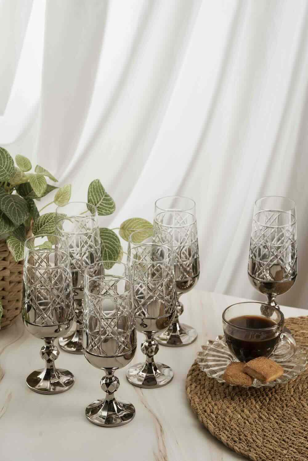 Gümüş Gloria Kristal Kahve Yanı 180ml