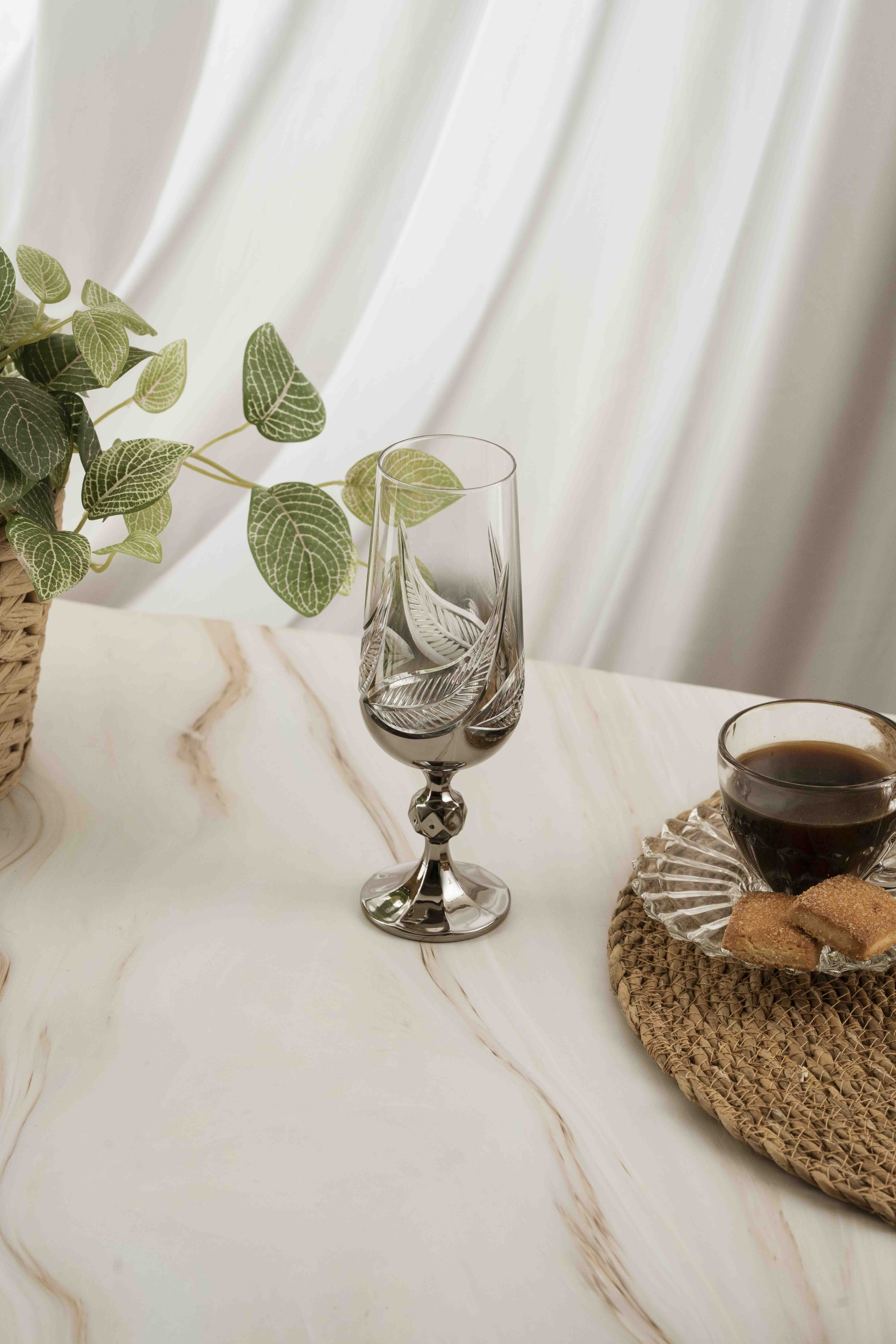 Gümüş Yaprak Kristal Kahve Yanı 180ml