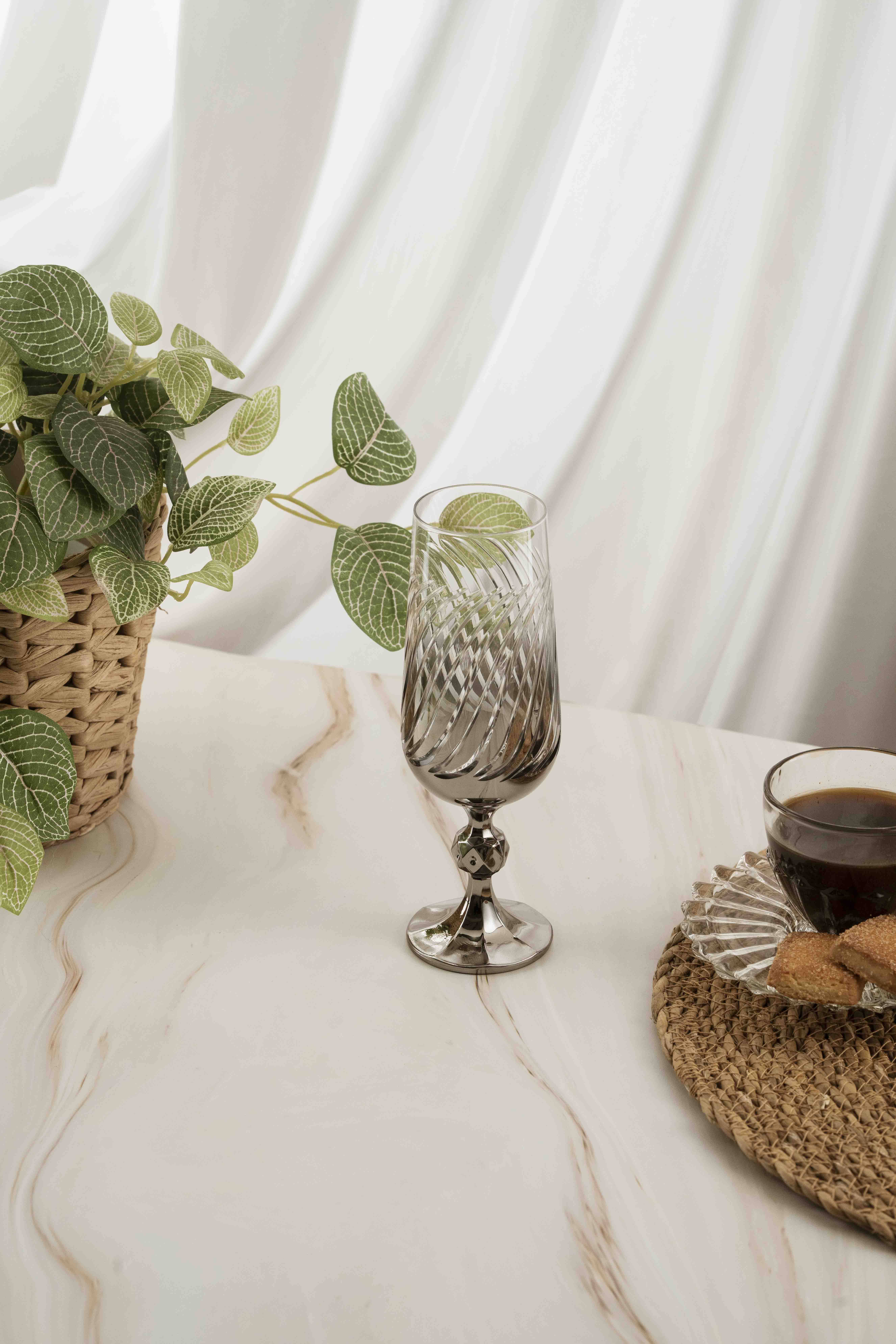 Gümüş Meltem Kristal Kahve Yanı 180ml