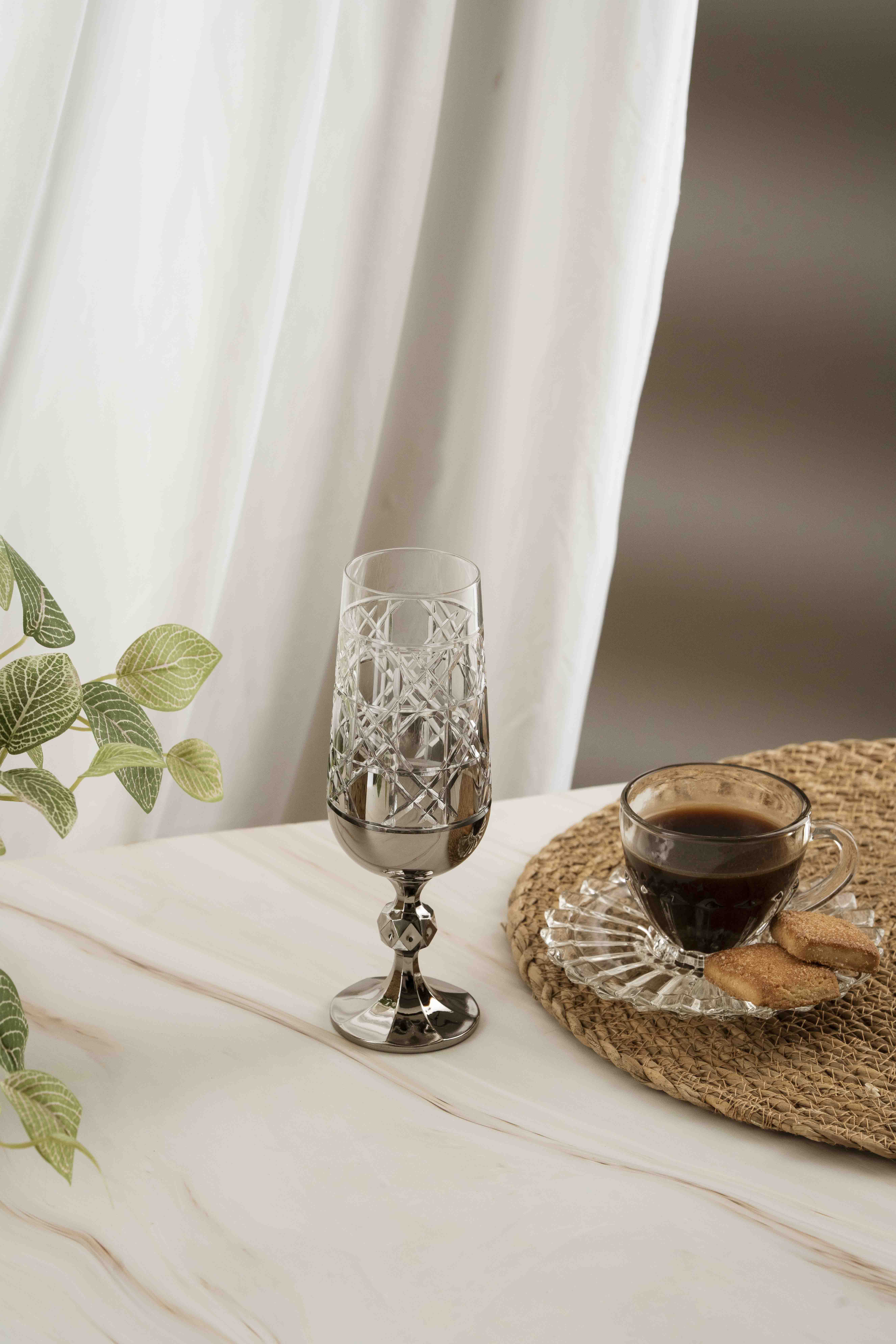 Gümüş Gloria Kristal Kahve Yanı 180ml